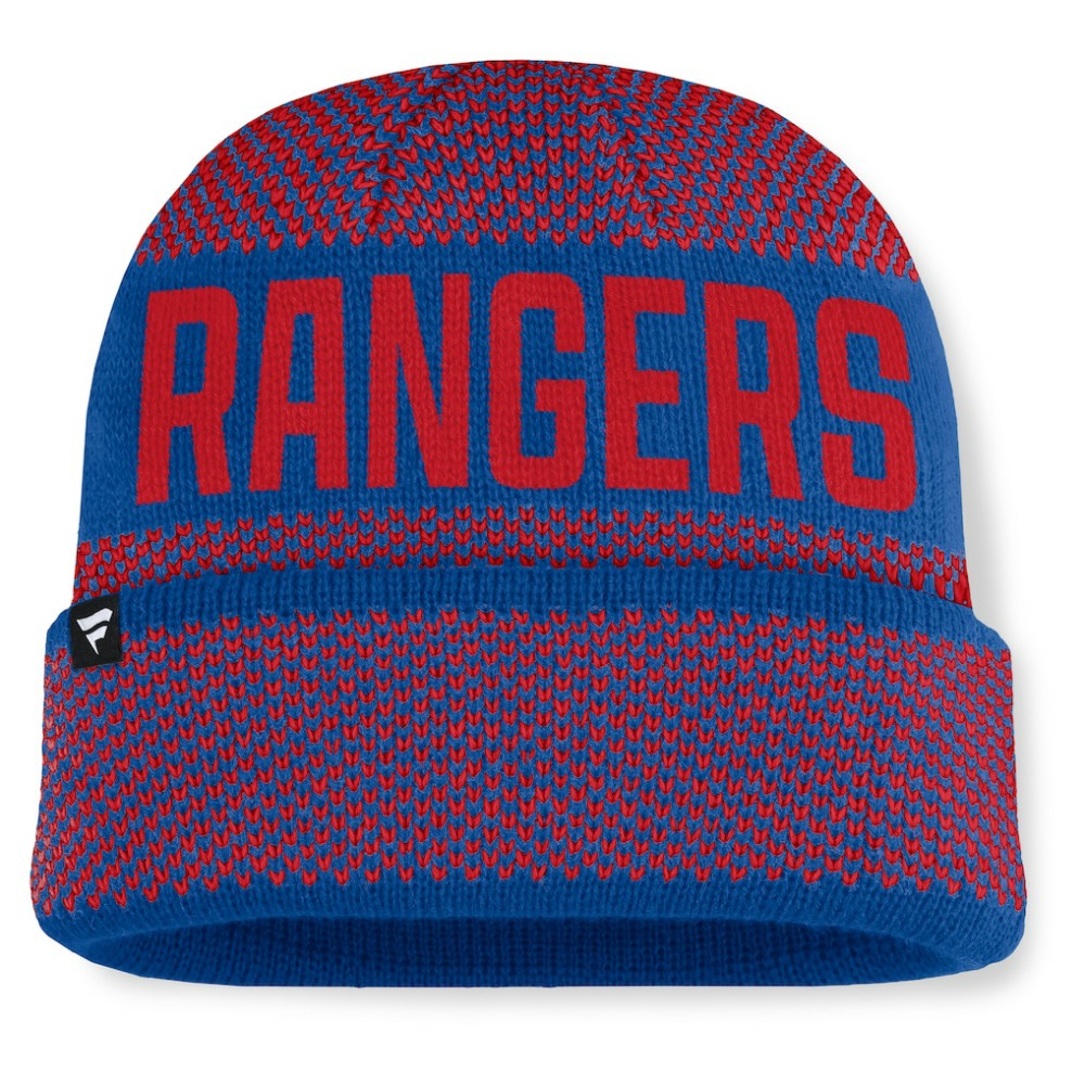 New York Rangers Fanatics Fundamentals Shelter Cuffed Knit Hat - Blue/Red | US 202777525