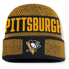 Pittsburgh Penguins Fanatics Fundamentals Shelter Cuffed Knit Hat - Black/Gold | US 202777528