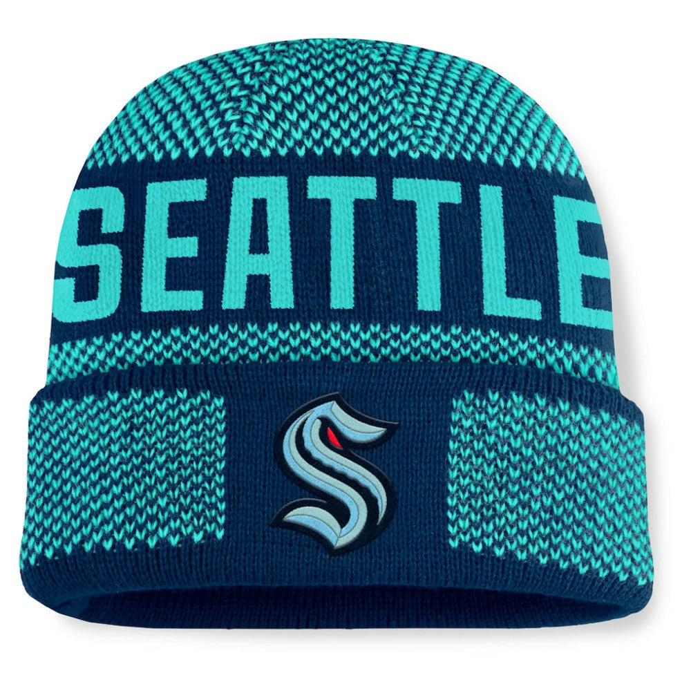 Seattle Kraken Fanatics Fundamentals Shelter Cuffed Knit Hat - Deep Sea Blue/Light Blue | US 202777530