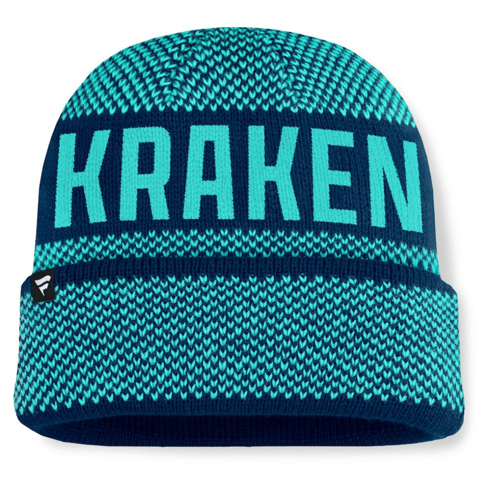 Seattle Kraken Fanatics Fundamentals Shelter Cuffed Knit Hat - Deep Sea Blue/Light Blue | US 202777530