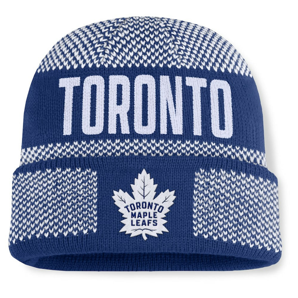 Toronto Maple Leafs Fanatics Fundamentals Shelter Cuffed Knit Hat - Blue/White | US 202777533