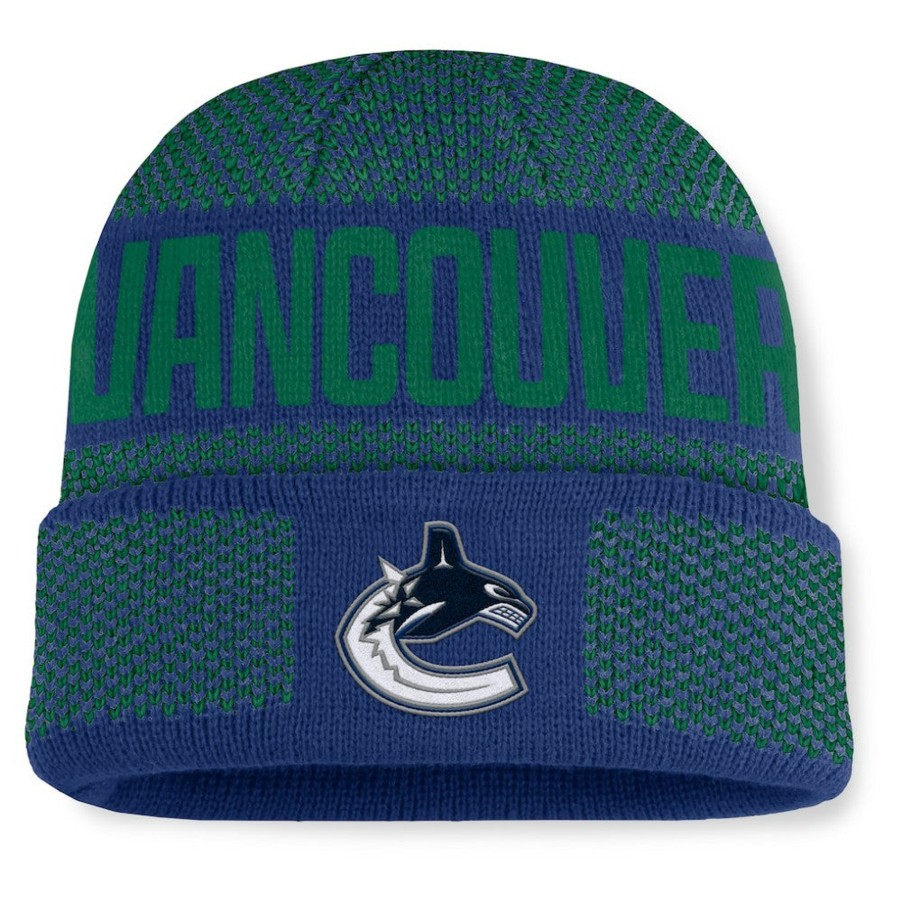 Vancouver Canucks Fanatics Fundamentals Shelter Cuffed Knit Hat - Blue/Green | US 202777535