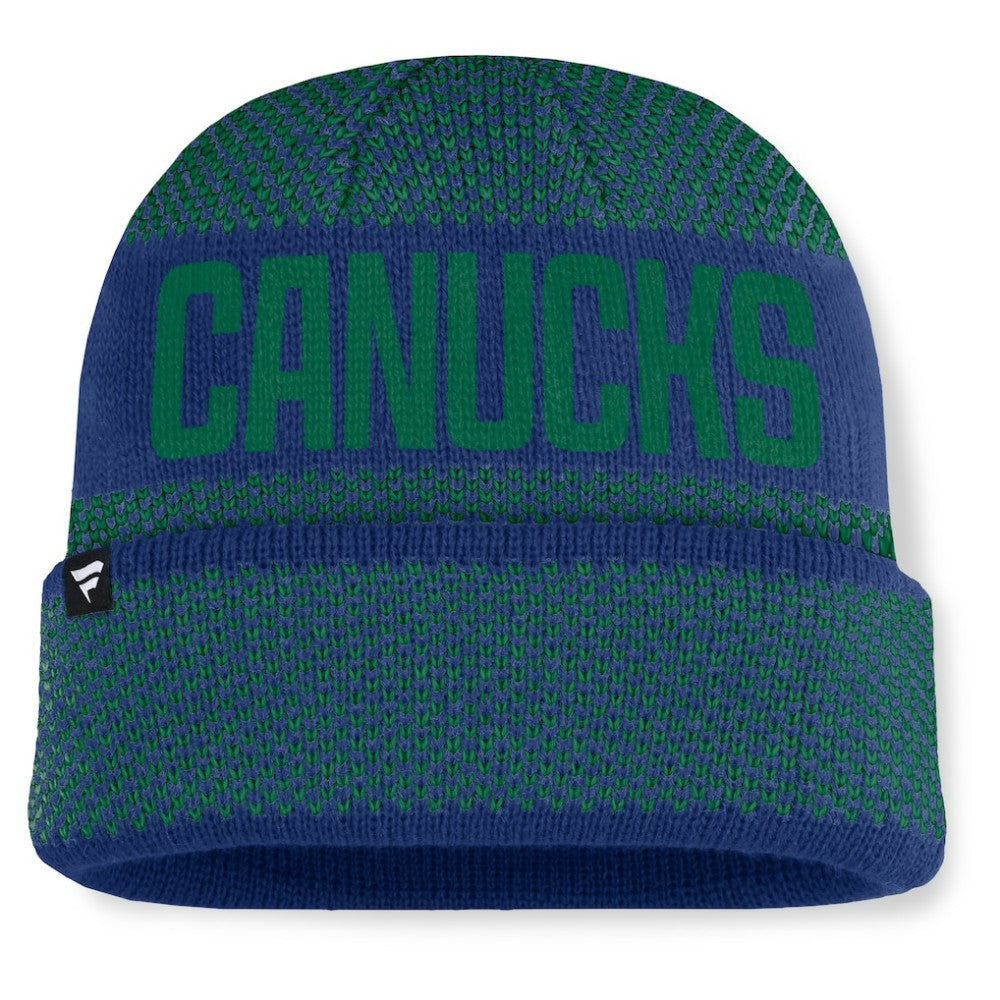 Vancouver Canucks Fanatics Fundamentals Shelter Cuffed Knit Hat - Blue/Green | US 202777535
