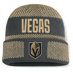 Vegas Golden Knights Fanatics Fundamentals Shelter Cuffed Knit Hat - Charcoal/Gold | US 202777536