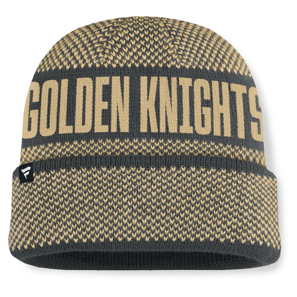Vegas Golden Knights Fanatics Fundamentals Shelter Cuffed Knit Hat - Charcoal/Gold | US 202777536