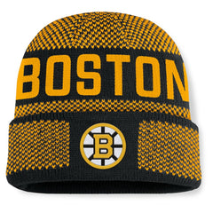 Boston Bruins Fanatics Fundamentals Shelter Cuffed Knit Hat - Black/Gold | US 202777549
