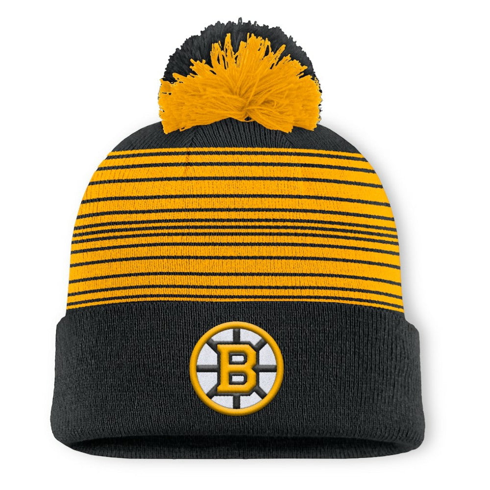 Boston Bruins Fanatics Fundamental Spirit Cuffed Pom Knit Hat - Black | US 202777554
