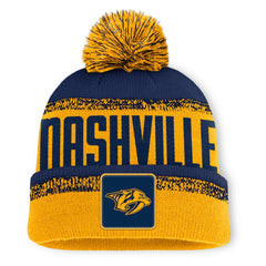 Nashville Predators Fanatics Fundamentals Thrive Cuffed Knit Hat with Pom - Gold/Navy | US 202777575