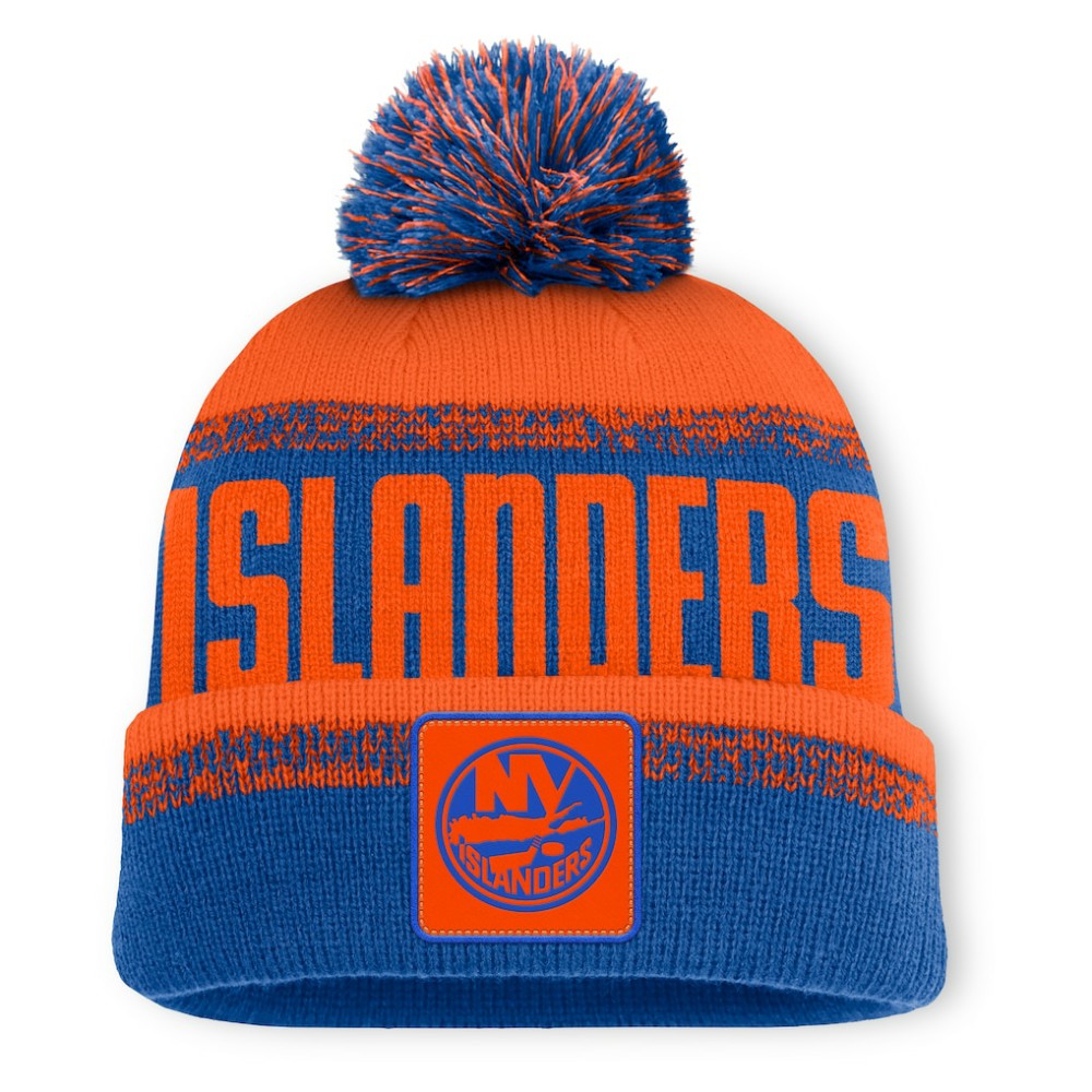 New York Islanders Fanatics Fundamentals Thrive Cuffed Knit Hat with Pom - Royal/Orange | US 202777577