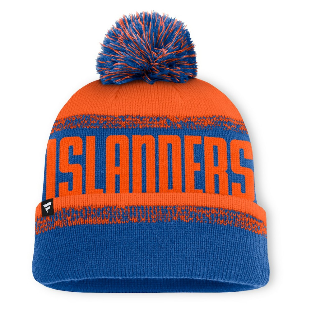 New York Islanders Fanatics Fundamentals Thrive Cuffed Knit Hat with Pom - Royal/Orange | US 202777577