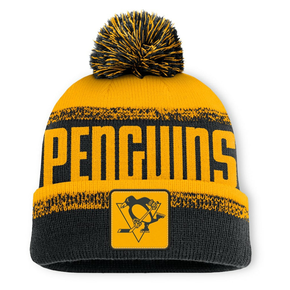 Pittsburgh Penguins Fanatics Fundamentals Thrive Cuffed Knit Hat with Pom - Black/Gold | US 202777581