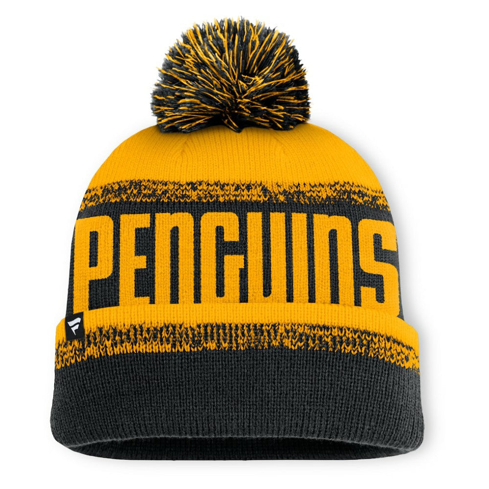 Pittsburgh Penguins Fanatics Fundamentals Thrive Cuffed Knit Hat with Pom - Black/Gold | US 202777581