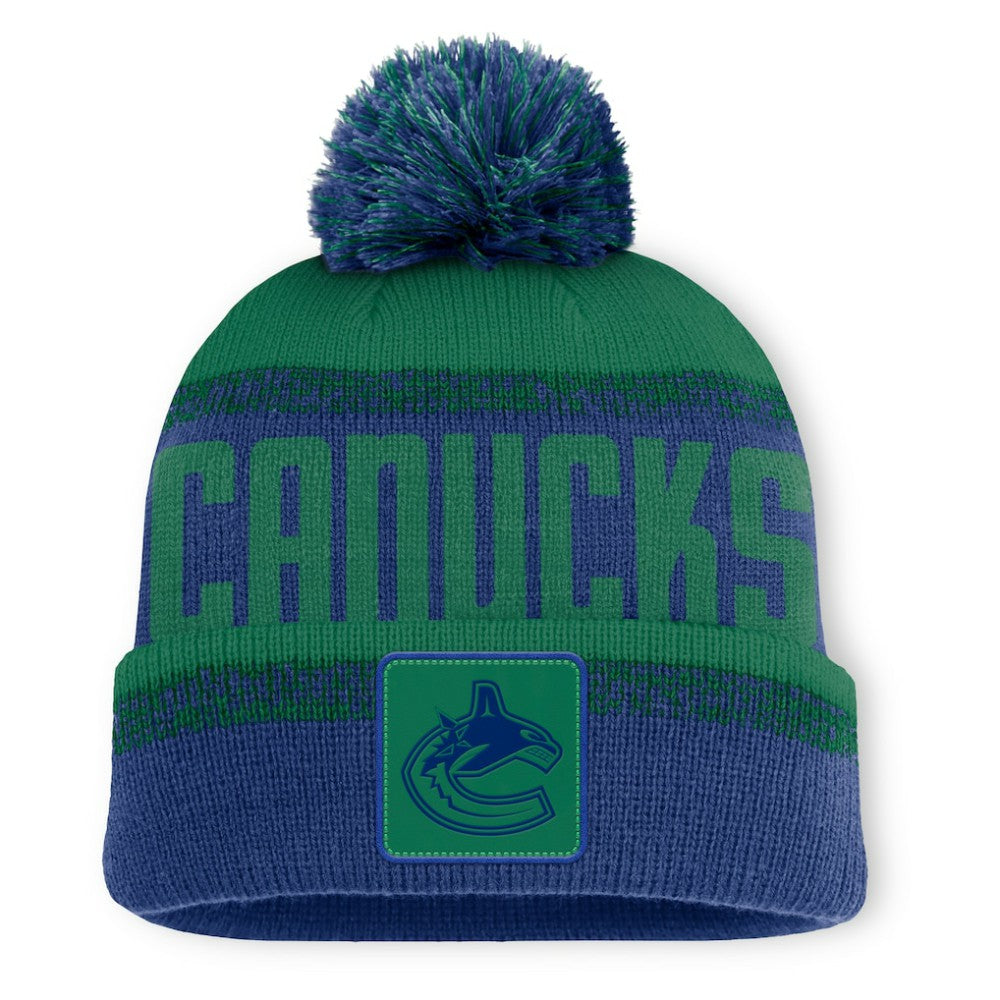 Vancouver Canucks Fanatics Fundamentals Thrive Cuffed Knit Hat with Pom - Blue/Green | US 202777590