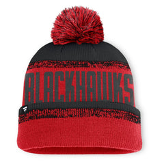 Chicago Blackhawks Fanatics Fundamentals Thrive Cuffed Knit Hat with Pom - Red/Black | US 202777604