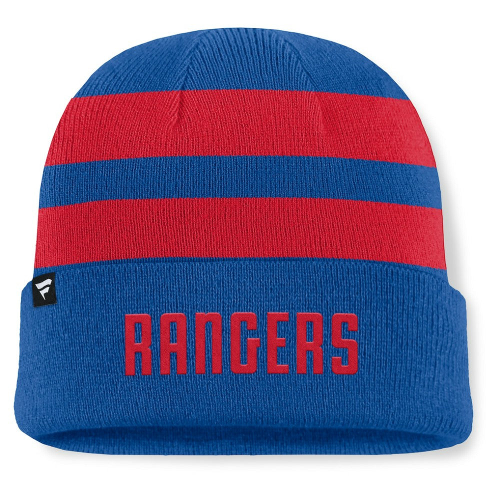 New York Rangers Fanatics Fundamental Swipe Stripe Cuffed Knit Hat - Blue/Red | US 202777610