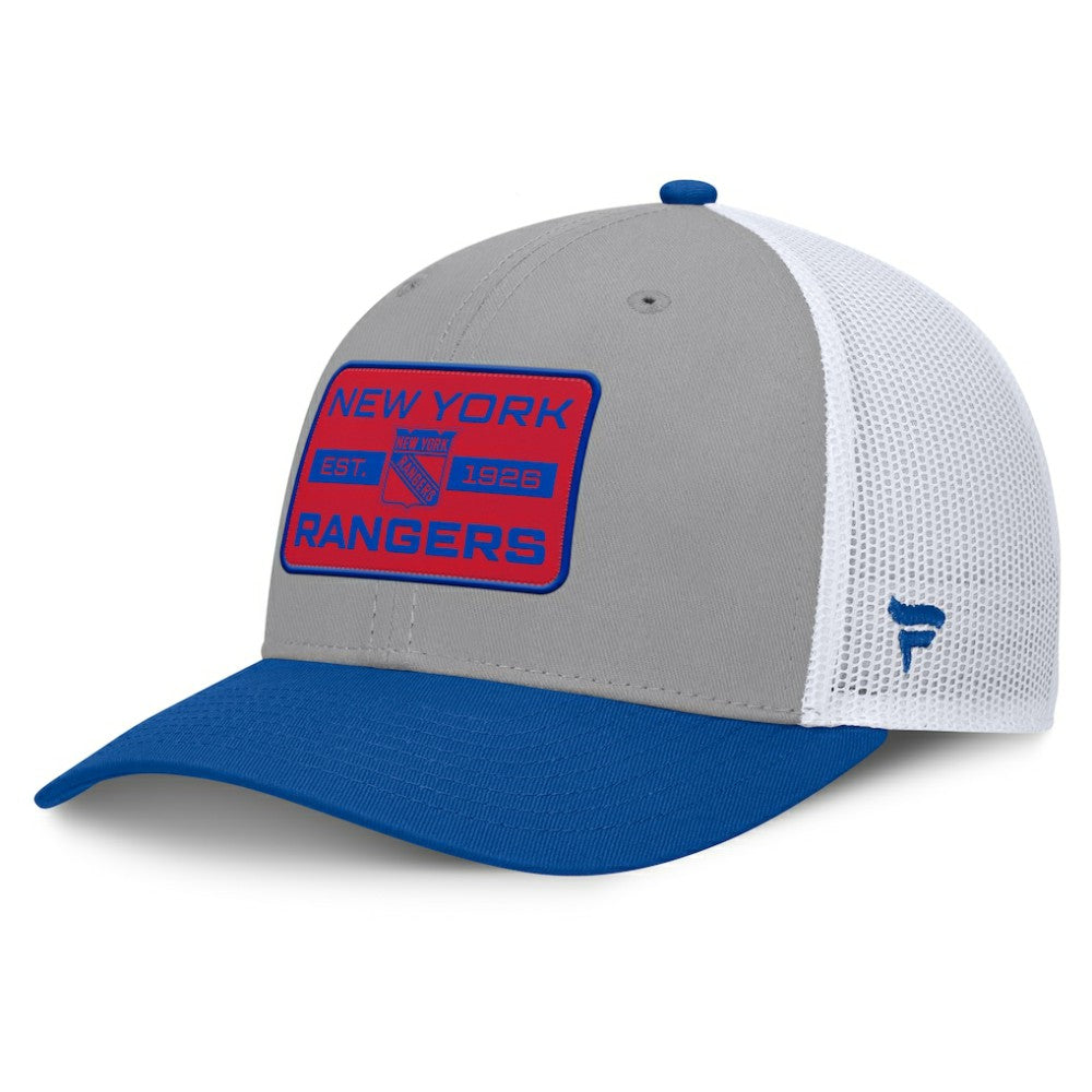 New York Rangers Fanatics Fundamental Adapt Trucker Adjustable Hat - Gray/Blue | US 202777670