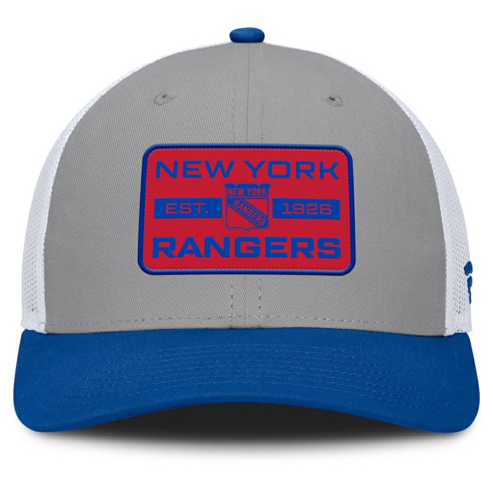 New York Rangers Fanatics Fundamental Adapt Trucker Adjustable Hat - Gray/Blue | US 202777670