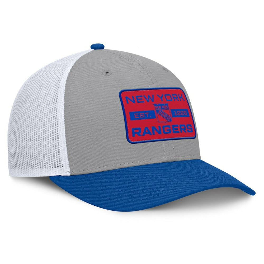 New York Rangers Fanatics Fundamental Adapt Trucker Adjustable Hat - Gray/Blue | US 202777670