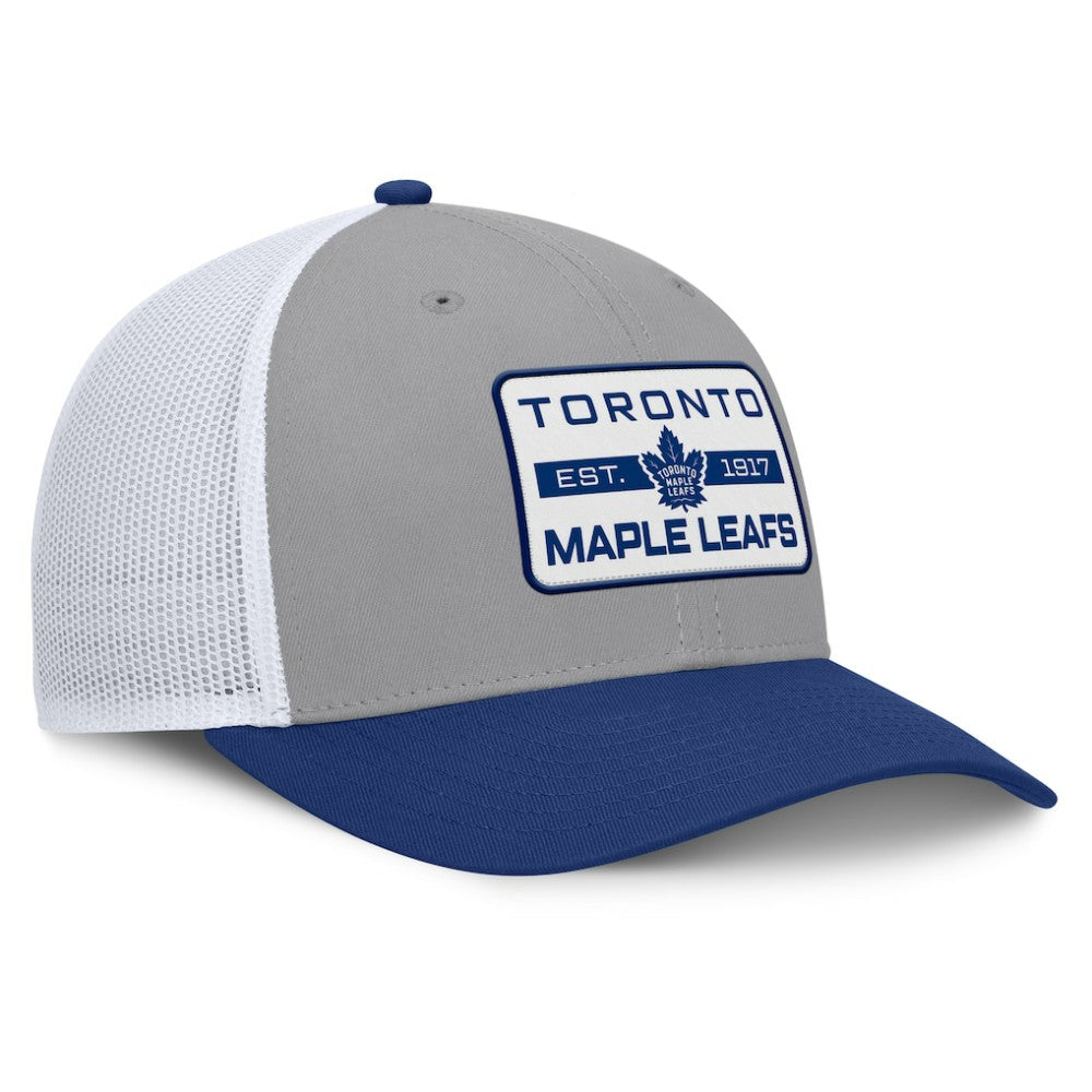 Toronto Maple Leafs Fanatics Fundamental Adapt Trucker Adjustable Hat - Gray/Blue | US 202777671