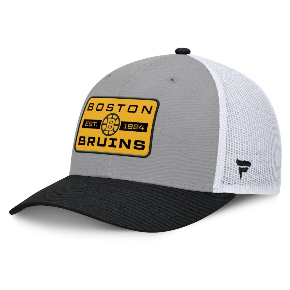 Boston Bruins Fanatics Fundamental Adapt Trucker Adjustable Hat - Gray/Black | US 202777675
