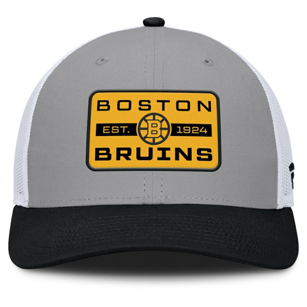 Boston Bruins Fanatics Fundamental Adapt Trucker Adjustable Hat - Gray/Black | US 202777675