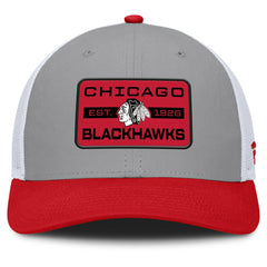 Chicago Blackhawks Fanatics Fundamental Adapt Trucker Adjustable Hat - Gray/Red | US 202777677