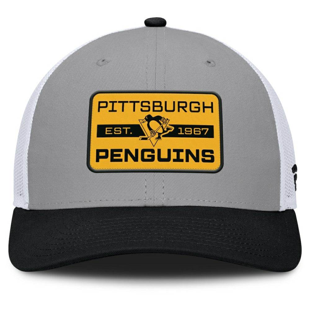 Pittsburgh Penguins Fanatics Fundamental Adapt Trucker Adjustable Hat - Gray/Black | US 202777680