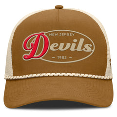 New Jersey Devils Fanatics Heritage Fetch A-Frame Trucker Adjustable Hat - Brown/Cream | US 202777710