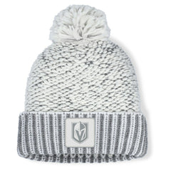 Vegas Golden Knights Fanatics Women's Fundamental Mist Cuffed Knit Hat with Pom - White/Gray | US 202777736