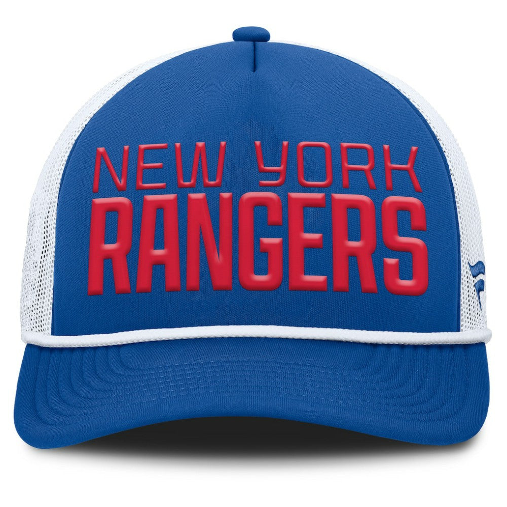 New York Rangers Fanatics Heritage Dutch A-Frame Trucker Adjustable Hat - Blue/White | US 202777748