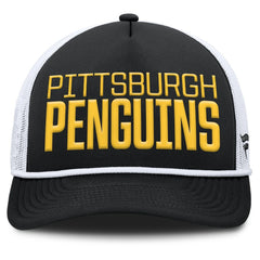 Pittsburgh Penguins Fanatics Heritage Dutch A-Frame Trucker Adjustable Hat - Black/White | US 202777750