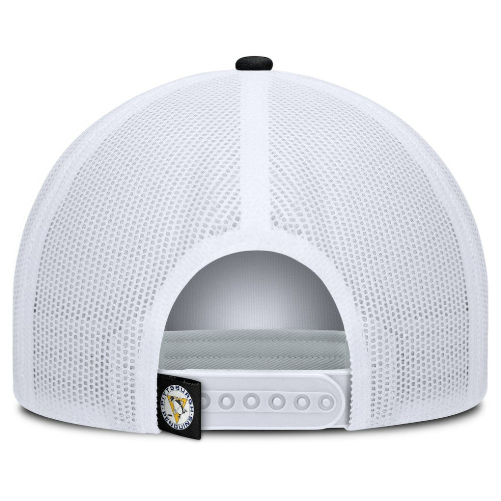 Pittsburgh Penguins Fanatics Heritage Dutch A-Frame Trucker Adjustable Hat - Black/White | US 202777750