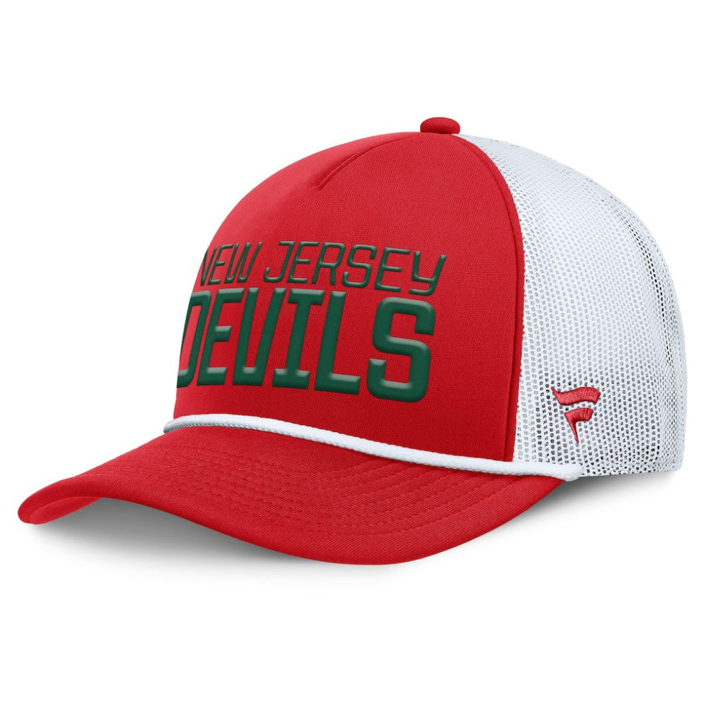 New Jersey Devils Fanatics Heritage Dutch A-Frame Trucker Adjustable Hat - Red/White | US 202777752