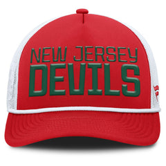 New Jersey Devils Fanatics Heritage Dutch A-Frame Trucker Adjustable Hat - Red/White | US 202777752