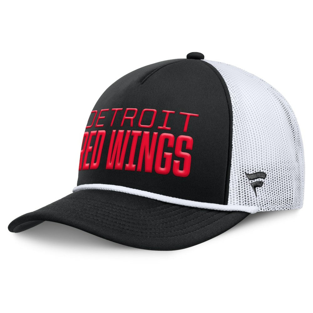 Detroit Red Wings Fanatics Heritage Dutch A-Frame Trucker Adjustable Hat - Black/White | US 202777753