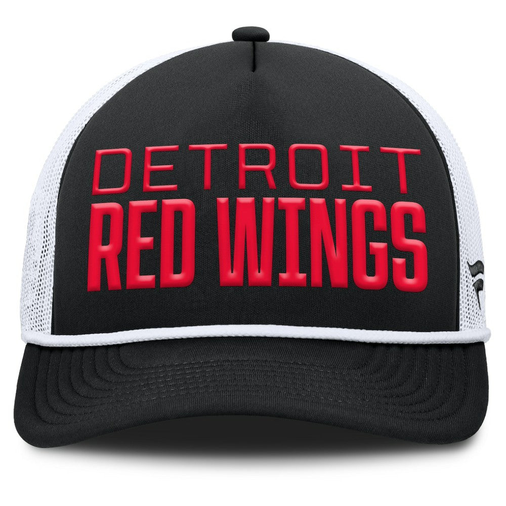Detroit Red Wings Fanatics Heritage Dutch A-Frame Trucker Adjustable Hat - Black/White | US 202777753