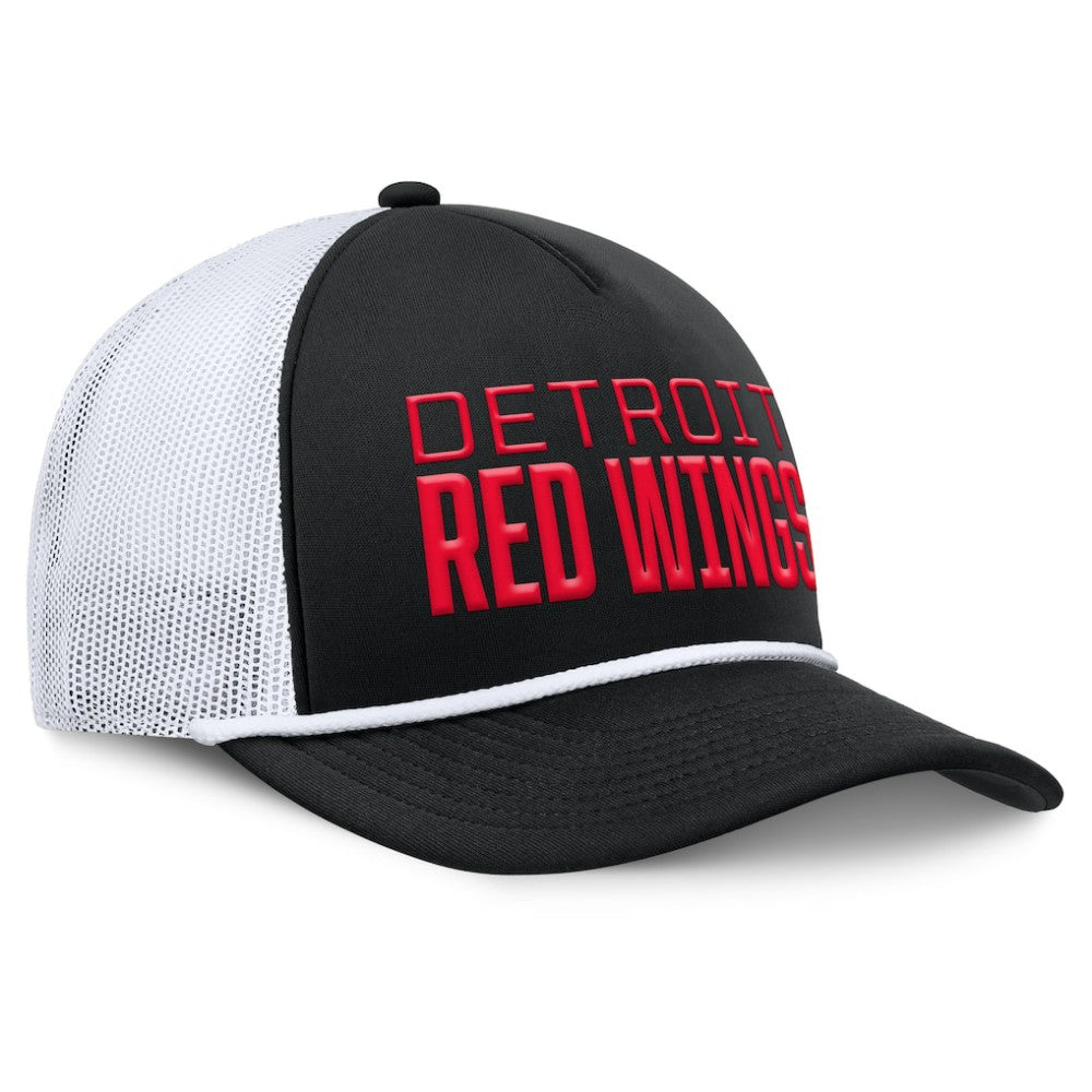 Detroit Red Wings Fanatics Heritage Dutch A-Frame Trucker Adjustable Hat - Black/White | US 202777753