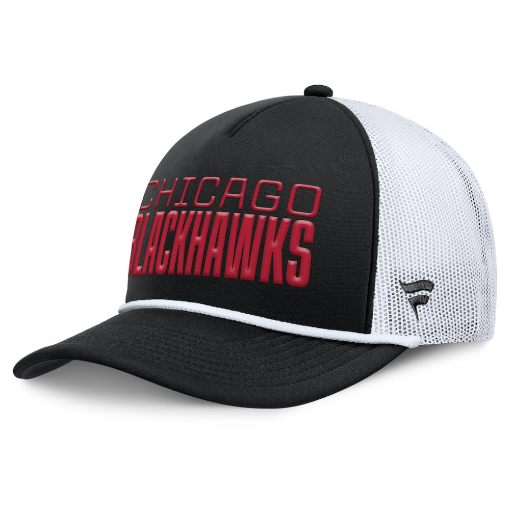Chicago Blackhawks Fanatics Heritage Dutch A-Frame Trucker Adjustable Hat - Black/White | US 202777754