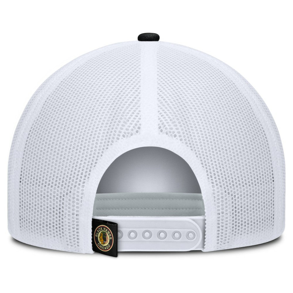 Chicago Blackhawks Fanatics Heritage Dutch A-Frame Trucker Adjustable Hat - Black/White | US 202777754
