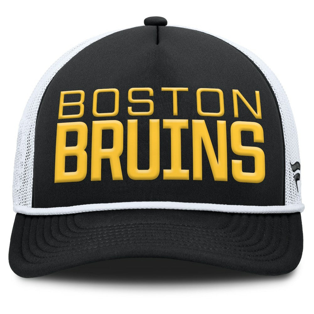 Boston Bruins Fanatics Heritage Dutch A-Frame Trucker Adjustable Hat - Black/White | US 202777755