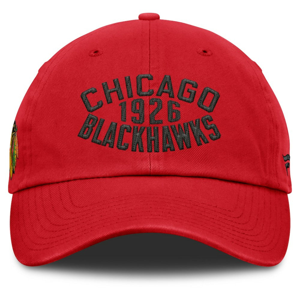 Chicago Blackhawks Fanatics Fundamentals Archer Adjustable Hat - Red | US 202777773