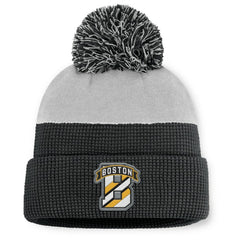 Boston Bruins Fanatics Authentic Pro Home Ice Cuffed Knit Hat with Pom - Black/Gray | US 202777817