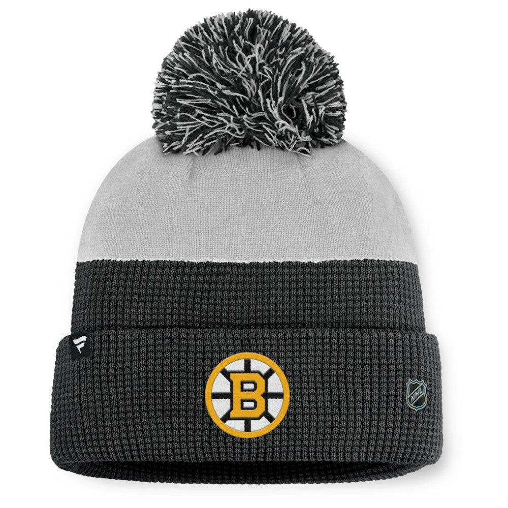 Boston Bruins Fanatics Authentic Pro Home Ice Cuffed Knit Hat with Pom - Black/Gray | US 202777817