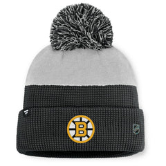 Boston Bruins Fanatics Authentic Pro Home Ice Cuffed Knit Hat with Pom - Black/Gray | US 202777817