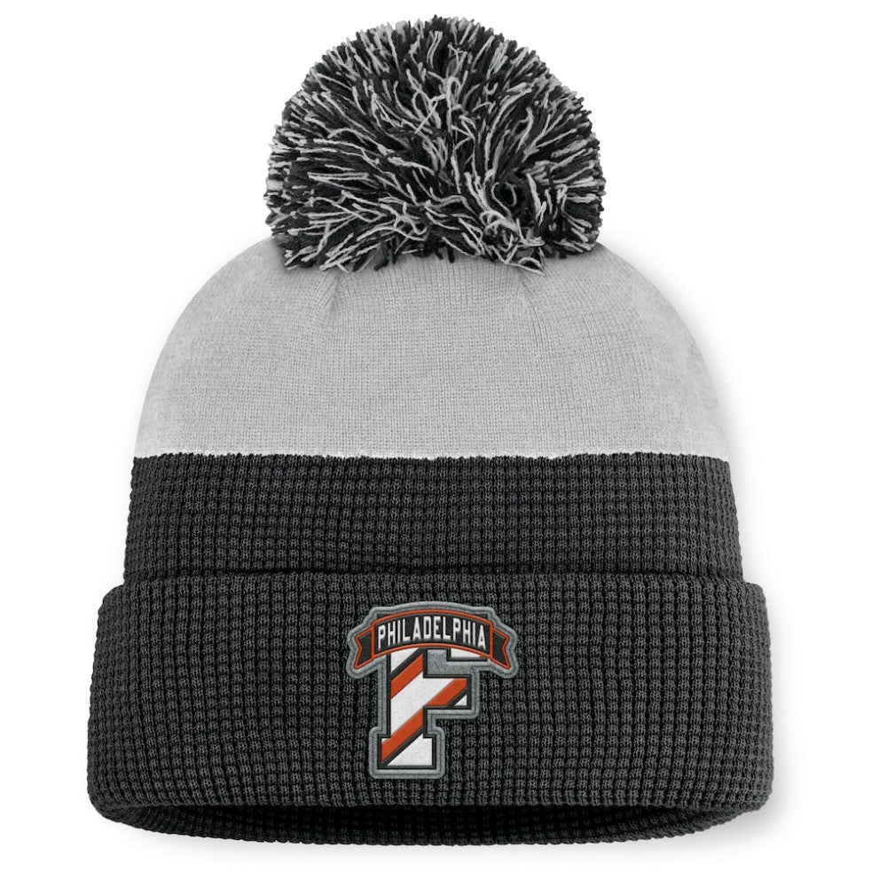Philadelphia Flyers Fanatics Authentic Pro Home Ice Cuffed Knit Hat with Pom - Black/Gray | US 202777821
