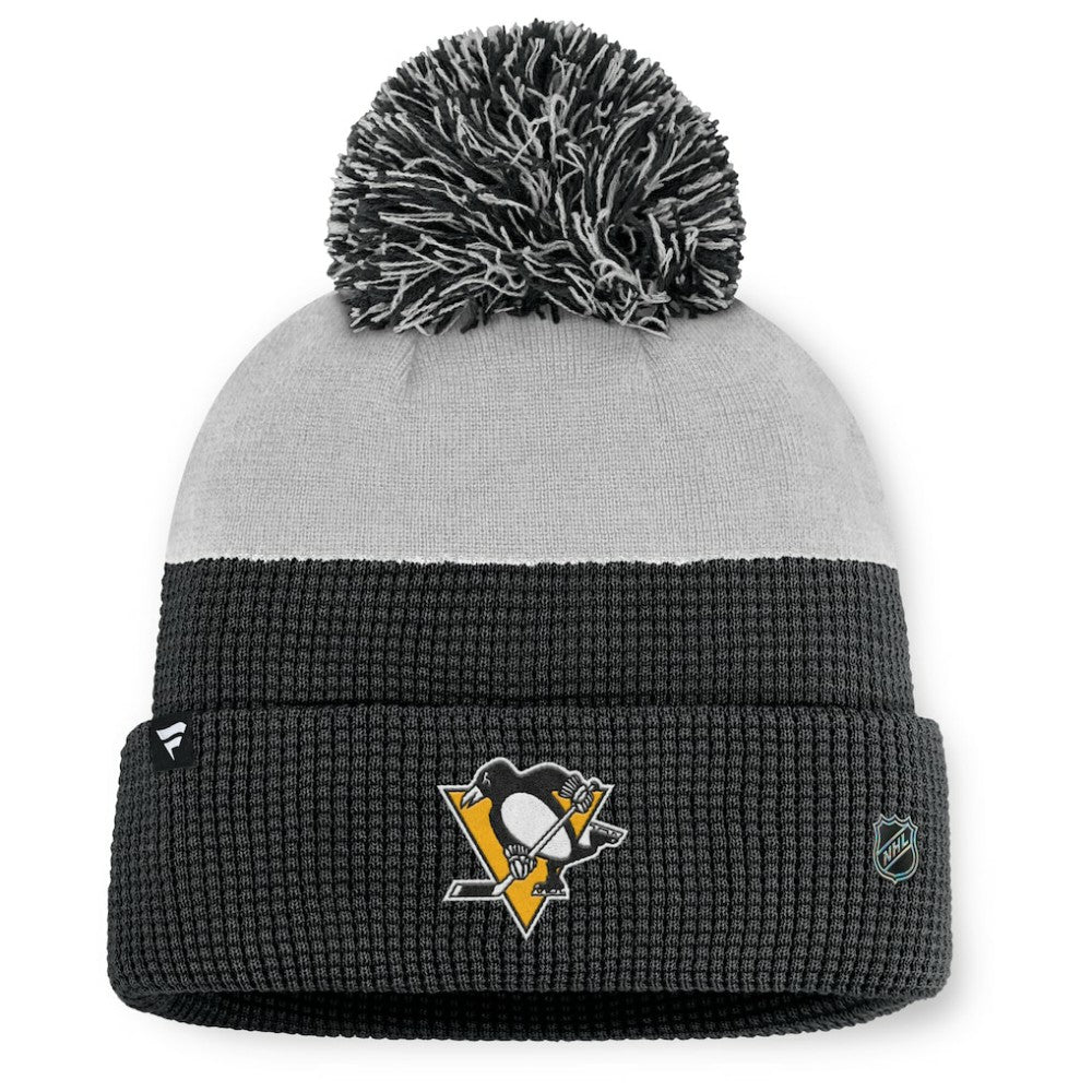 Pittsburgh Penguins Fanatics Authentic Pro Home Ice Cuffed Knit Hat with Pom - Black/Gray | US 202777822