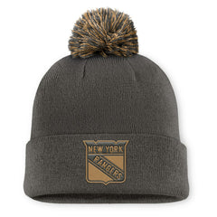 New York Rangers Fanatics Authentic Pro Military Appreciation Cuffed Knit Hat with Pom - Charcoal | US 202777899