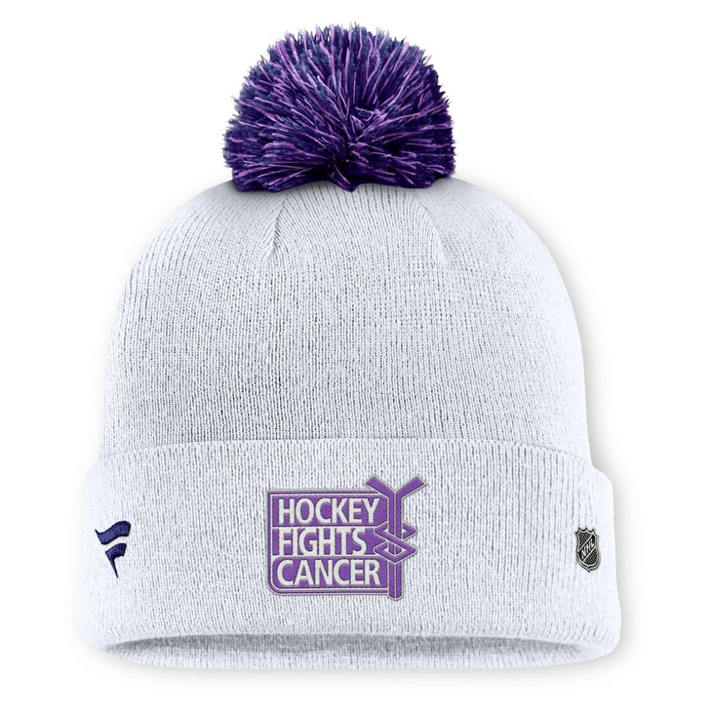 New York Rangers Fanatics Authentic Pro Hockey Fights Cancer Cuffed Knit Hat with Pom - White | US 202777934