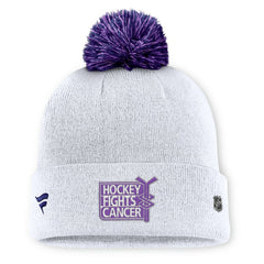 New York Rangers Fanatics Authentic Pro Hockey Fights Cancer Cuffed Knit Hat with Pom - White | US 202777934