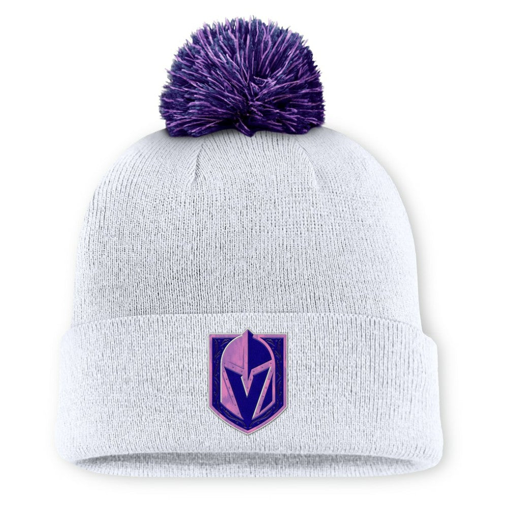 Vegas Golden Knights Fanatics Authentic Pro Hockey Fights Cancer Cuffed Knit Hat with Pom - White | US 202777956